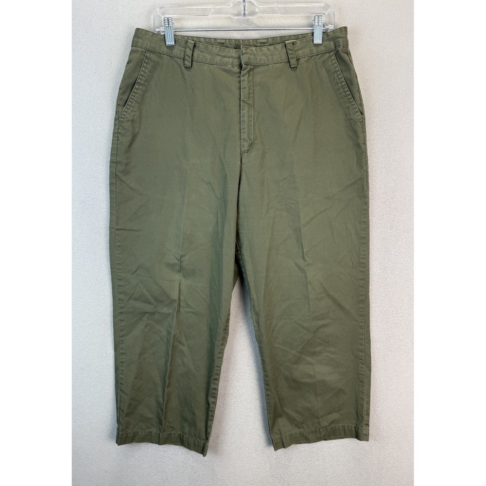 Vintage Eddie Bauer Women's Sz 14 Green Chino Crop Outdoors Hiking‎ Active Pants